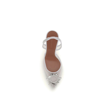 Amina Muaddi White Polyester High Heel Pumps