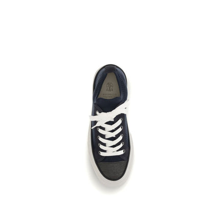Brunello Cucinelli Blue Cotton Low Top Sneakers
