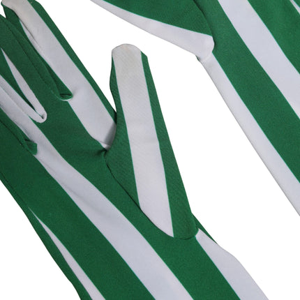Dolce & Gabbana Green White Stripes Nylon Elbow Length Women Gloves