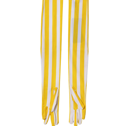 Dolce & Gabbana Yellow White Stripes Nylon Elbow Length Women Gloves