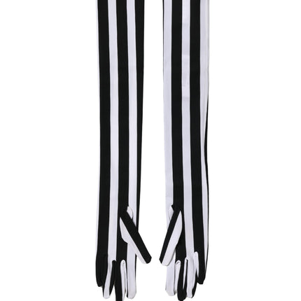 Dolce & Gabbana Black White Stripes Nylon Elbow Length Women Gloves