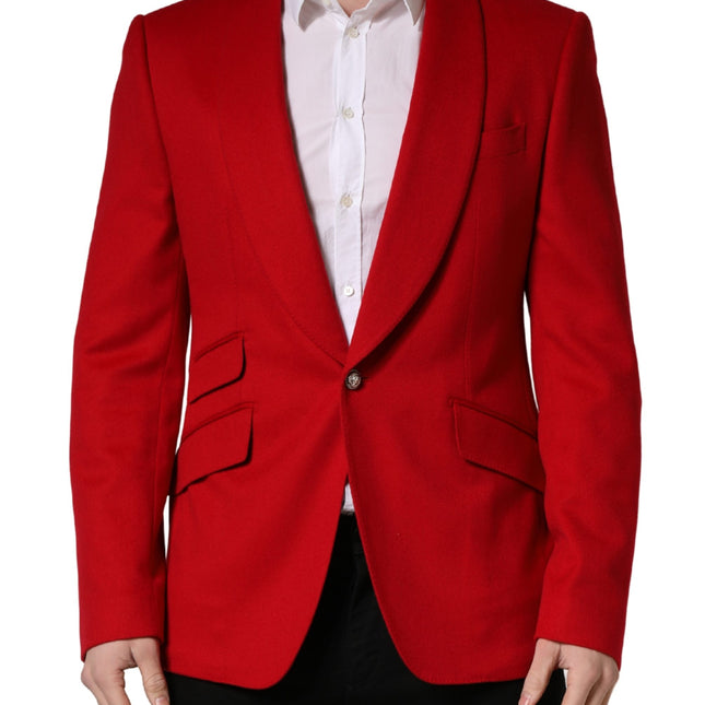Dolce & Gabbana Red Cashmere Single Breasted Jacket Blazer