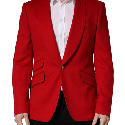 Dolce & Gabbana Red Cashmere Single Breasted Jacket Blazer