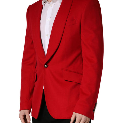 Dolce & Gabbana Red Cashmere Single Breasted Jacket Blazer