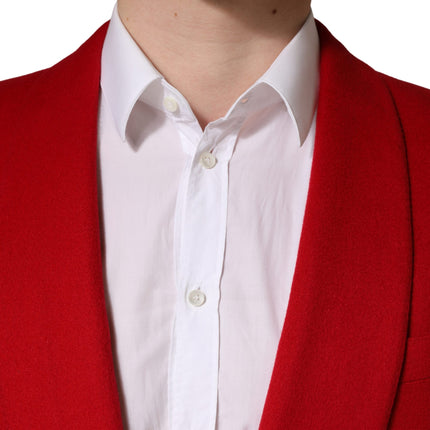 Dolce & Gabbana Red Cashmere Single Breasted Jacket Blazer