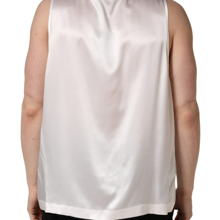 Dolce & Gabbana White Satin Polyester SleevelessTank T-shirt
