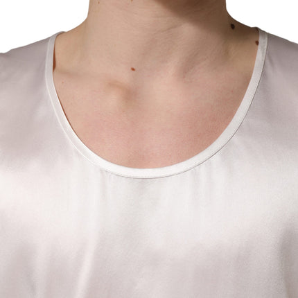 Dolce & Gabbana White Satin Polyester SleevelessTank T-shirt