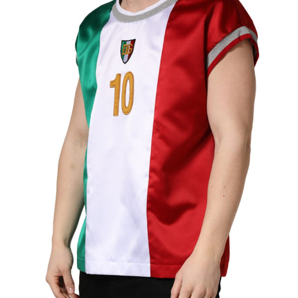 Dolce & Gabbana Multicolor Italia DG Logo Satin Tank T-shirt