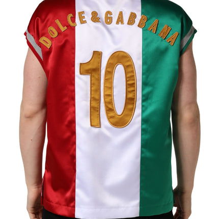 Dolce & Gabbana Multicolor Italia DG Logo Satin Tank T-shirt