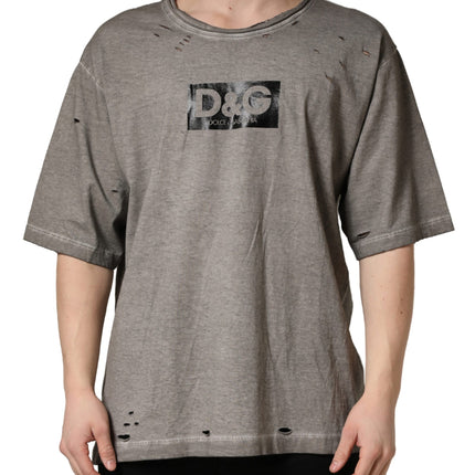 Dolce & Gabbana Gray DG Logo Print Cotton Round Neck T-shirt