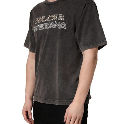 Dolce & Gabbana Gray Logo Embellished Men Crew Neck T-shirt