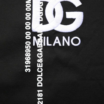 Dolce & Gabbana Black Logo Embroidered Men Crew Neck T-shirt