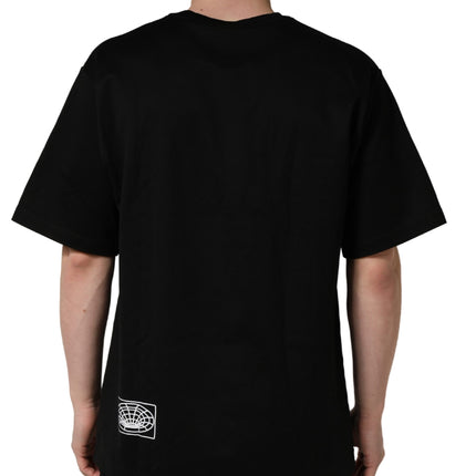 Dolce & Gabbana Black Logo Embroidered Men Crew Neck T-shirt