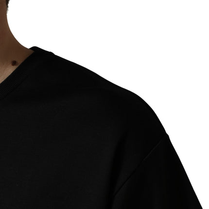 Dolce & Gabbana Black Logo Embroidered Men Crew Neck T-shirt