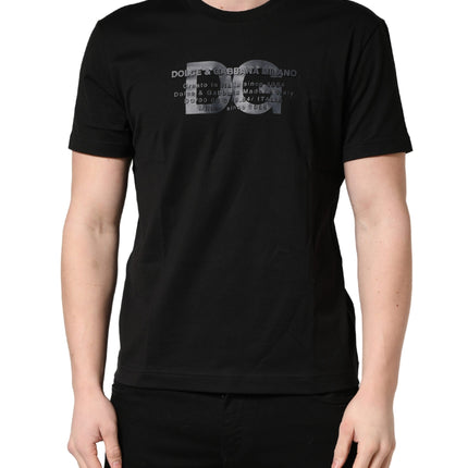 Dolce & Gabbana Black Logo DG Print Cotton Crew Neck T-shirt