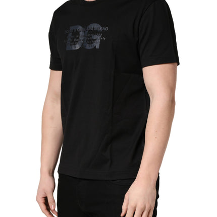 Dolce & Gabbana Black Logo DG Print Cotton Crew Neck T-shirt