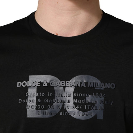 Dolce & Gabbana Black Logo DG Print Cotton Crew Neck T-shirt