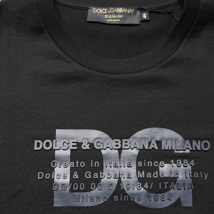 Dolce & Gabbana Black Logo DG Print Cotton Crew Neck T-shirt