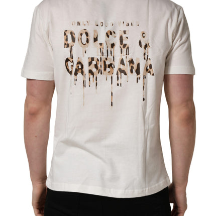 Dolce & Gabbana White Logo Patch Cotton Men Crew Neck  T-shirt