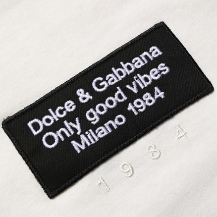 Dolce & Gabbana White Logo Patch Cotton Men Crew Neck  T-shirt