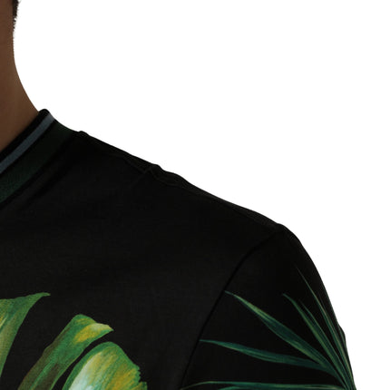 Dolce & Gabbana Black Bird Print Cotton Men Crew Neck T-shirt