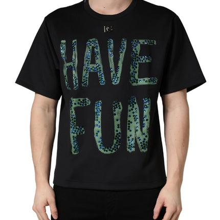 Dolce & Gabbana Black Have Fun Embellished Crew Neck T-shirt
