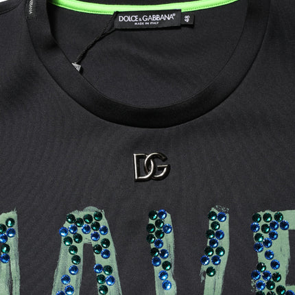 Dolce & Gabbana Black Have Fun Embellished Crew Neck T-shirt