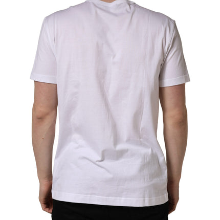 Dolce & Gabbana White DG Leaf Embroidery Crew Neck  T-shirt