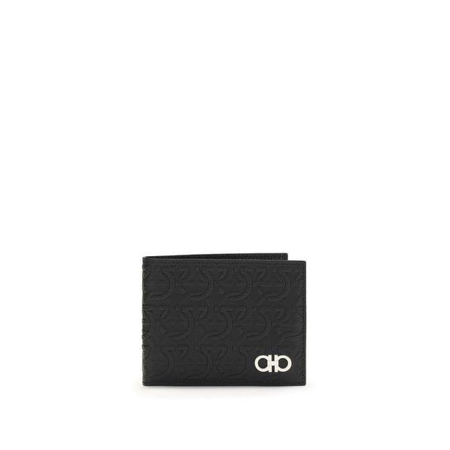 Ferragamo Black Calf Leather Bos Taurus Wallet