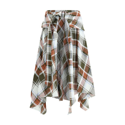 MARBELL Multicolor Linen Midi Skirt