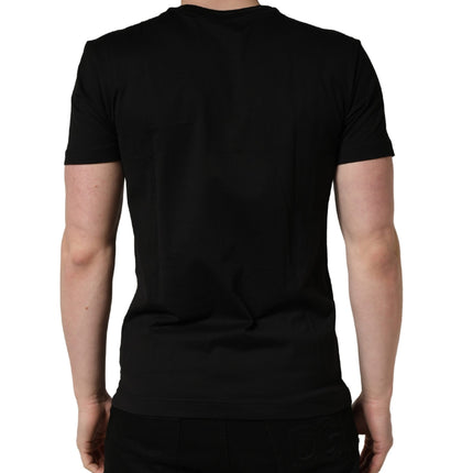 Dolce & Gabbana Black King Patch Cotton Men CrewNeck T-shirt