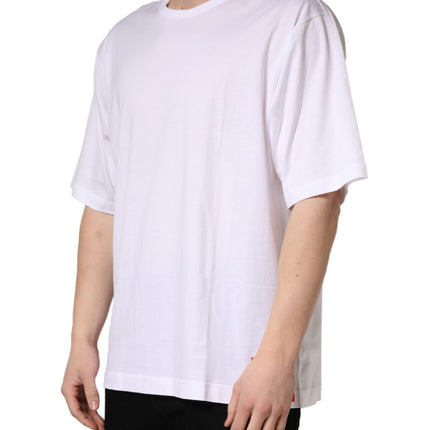 Dolce & Gabbana White Cotton Short Sleeves Crew Neck T-shirt