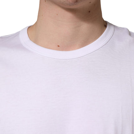 Dolce & Gabbana White Cotton Short Sleeves Crew Neck T-shirt