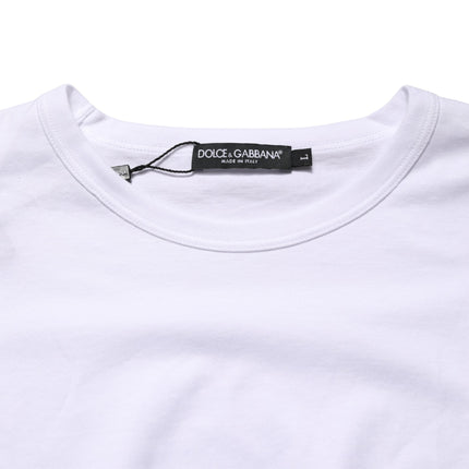 Dolce & Gabbana White Cotton Short Sleeves Crew Neck T-shirt