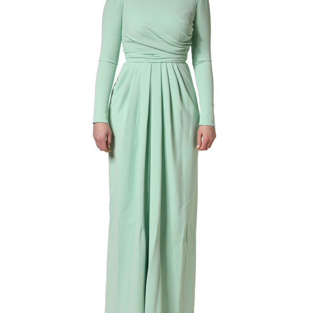 Dolce & Gabbana Green Viscose Long Sleeves Long Gown Dress
