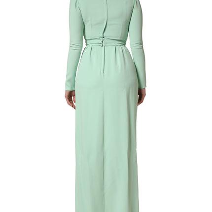 Dolce & Gabbana Green Viscose Long Sleeves Long Gown Dress