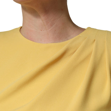Dolce & Gabbana Yellow Silk Long Sleeves Sheath Midi Dress