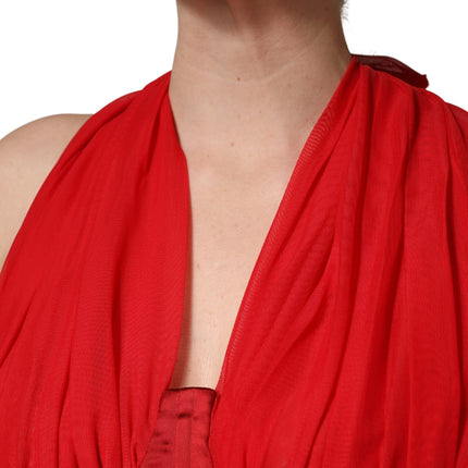 Dolce & Gabbana Red Halter Corset Sleeveless Sheath  Dress