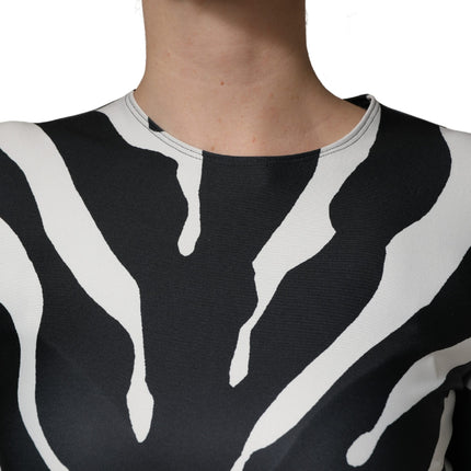 Dolce & Gabbana Black White Polyester Zebra Pattern Jumpsuit