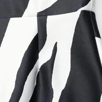 Dolce & Gabbana Black White Polyester Zebra Pattern Jumpsuit
