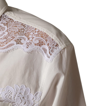 Dolce & Gabbana White Cotton Lace Trim Long Sleeves Jumpsuit