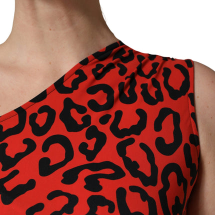 Dolce & Gabbana Black Red Nylon Leopard Pattern Jumpsuit
