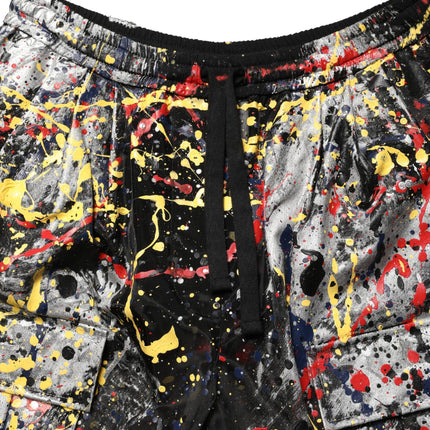Dolce & Gabbana Black ColorSplash Effect Cargo Cropped Pants