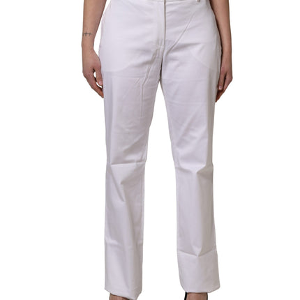 GF Ferre White Mid Waist Straight Chino Women Trouser Pants