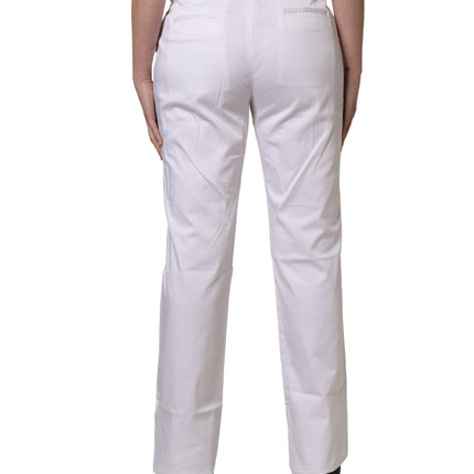 GF Ferre White Mid Waist Straight Chino Women Trouser Pants