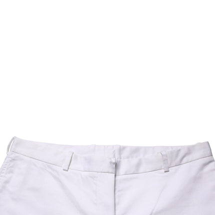 GF Ferre White Mid Waist Straight Chino Women Trouser Pants