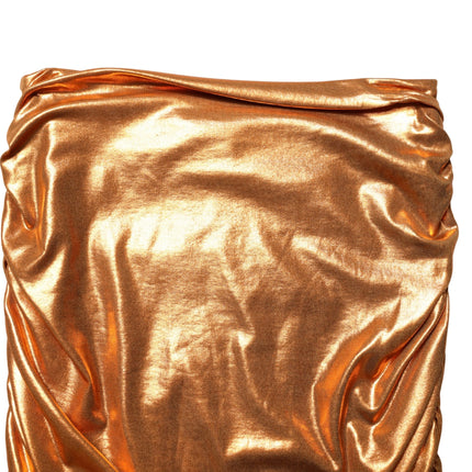 Dolce & Gabbana Metallic Orange Ruched Lame Bodycon Mini Skirt