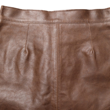 Dolce & Gabbana Brown Leather High Waist Bodycon Mini Skirt