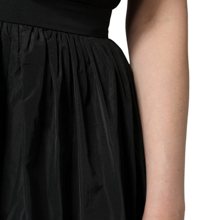 MSGM Black High Waist Pleated A-line Long Maxi Women Skirt