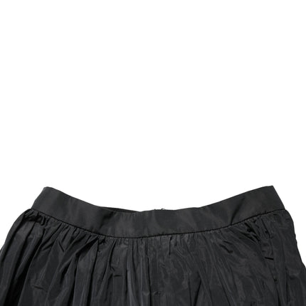 MSGM Black High Waist Pleated A-line Long Maxi Women Skirt